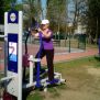 Woman practising at Double Cross Trainer with Pylo